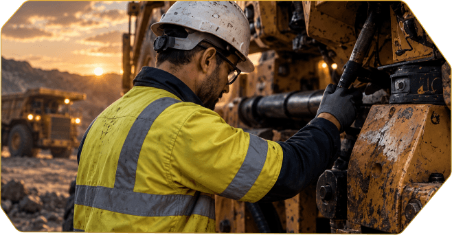 Technician servicing mining equipment